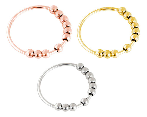 Anillo Antiestrés Y Ansiedad De Acero Inoxidable, 3 Unidades