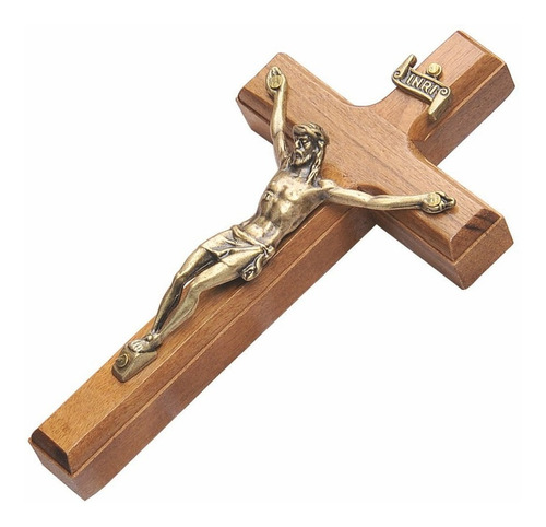 Mini Crucifixo Madeira Para Parede - 12cm