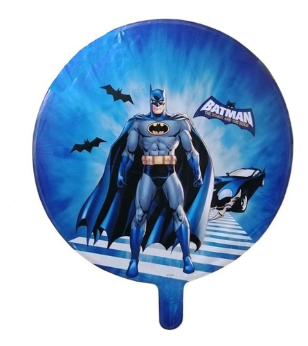 Pack 12 Globos Metalicos Batman Con Varillas Niños 45 Cm