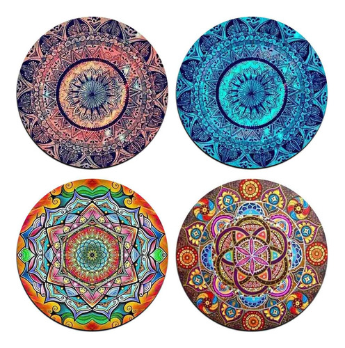 Juego De Posavasos Redondos Patrón De Mandala Hecho De...