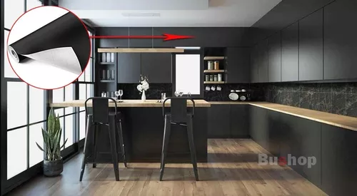 Vinilo Negro Mate Adhesivo Muebles De Cocina (63cm X 6,50m)
