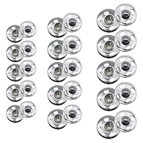 120 Sets 3 Sizes Sew Snap Buttons Metal Snap Fastener B...