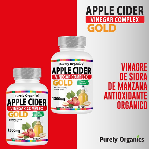 Combo 2 Vinagre De Manzana Gold 100% Organico 90 Capsulas Sabor Sin sabor