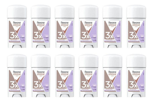 Desodorante Rexona Creme Clinical 58g Fem Extra Dry Kit 12un