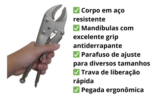 Alicate De Pressão 10 Curvo Aço Reforçado Com Trava