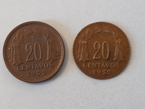 Moneda Chile 20 Centavos 1952 Cobre Prueba Falla(x122