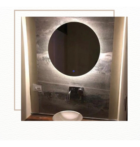 Espejo Touch Luz Led 90 Cm Diam Redondo Baño Accesorios