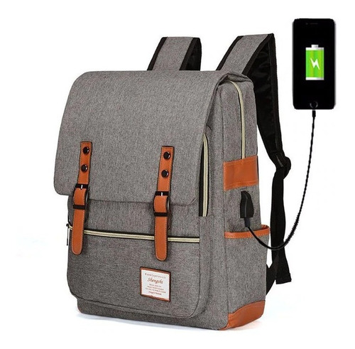 Mochila Antirrobo Impermeable Morral Vintage Usb