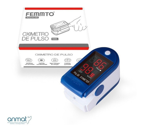 Imagen 6 de 6 de Oxímetro de pulso para dedo Femmto 50DL azul/blanco