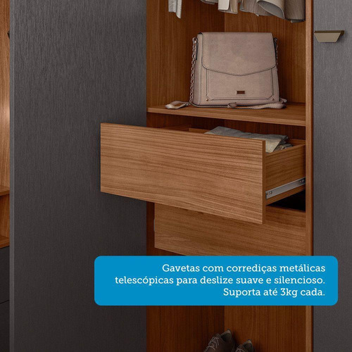 Guarda Roupa De Canto Lugano Santos Andirá Jatoba/grafitte