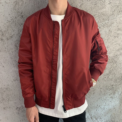 Chamarra Bomber De Color Entero Para Hombre