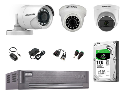 Kit 3 Cámaras Seguridad Full Hd Disco 1tb 1 Cámara Micrófono