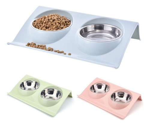 Comedero Doble Ideal Para Mascotas Perros Gatos Alimentacion