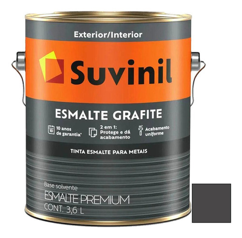 Esmalte Suvinil Gris Grafito Oscuro 3,6 Lts Antioxido