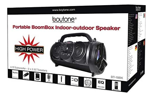 Altavoz Portátil Bluetooth Boombox Boytone Bt-18bk De 25 W