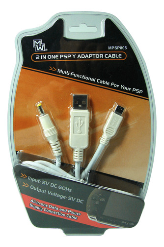 Cable Psp Carga Transmisión Datos 2 En 1 Blanco