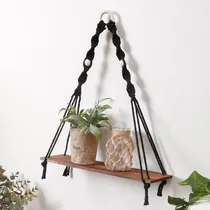 Comprar Estante Flotante Macramé Boho De Madera Para Decoración