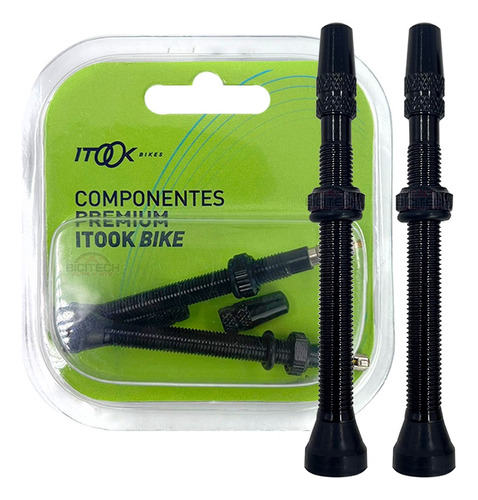 1 Par Válvulas Tubeless Itook 60mm Fv Aluminio Ruta Mtb