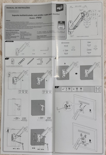 Suporte De Parede Elg F410 Para 17 A 34 De 2kg A 9kg Preto (Usado)