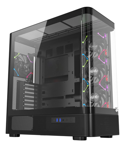 Gabinete Xyz Quantum Black Panoramic 4 Fans Controller Curved 2d Glass Usb C
