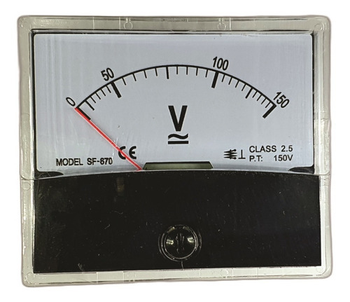 Voltímetro Analógico 0 A 150v Ac - 70x60mm Terminais Latão