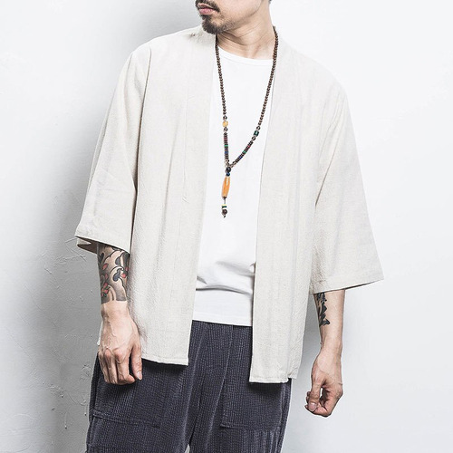 Camisa De Algodón Para Hombre De Primavera Y Verano Japonesa