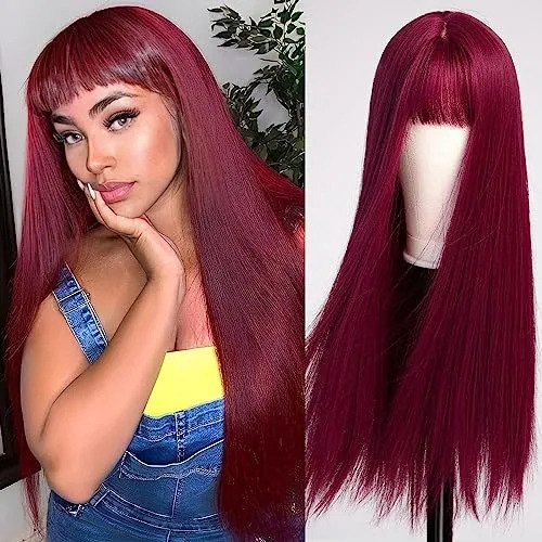 O Peluca Larga Y Recta Haircube Roja