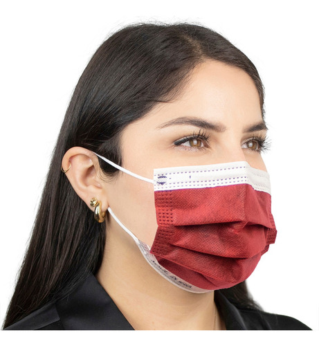 Cubrebocas Lytio Mask De Polipropileno Industriales Descartables X 30 Unidades Color Guinda