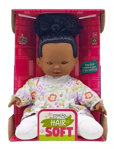 Boneca Bebe Reborn Girafinha Pretinha Fofa Cabelo Cacheado em