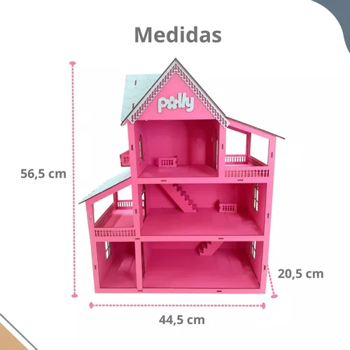 Kit Casinha Casa De Boneca + 30 Moveis Em Mdf Pintado