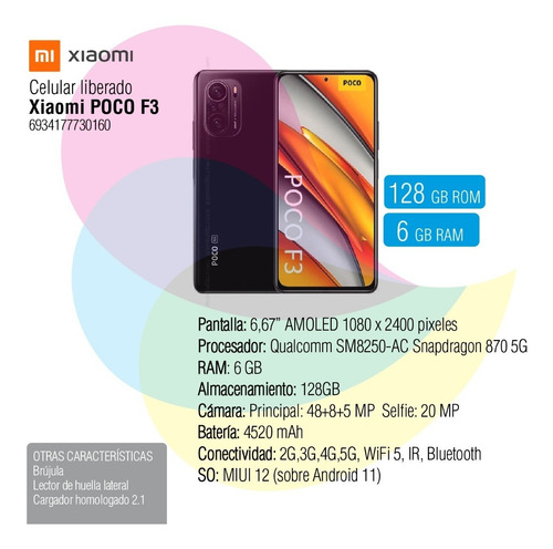 Imagen 2 de 9 de Xiaomi Poco F3 128gb + 6gb Night Black