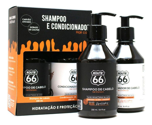 Kit Shampoo Condicionador De Cabelos Carvão Ativado Rota 66