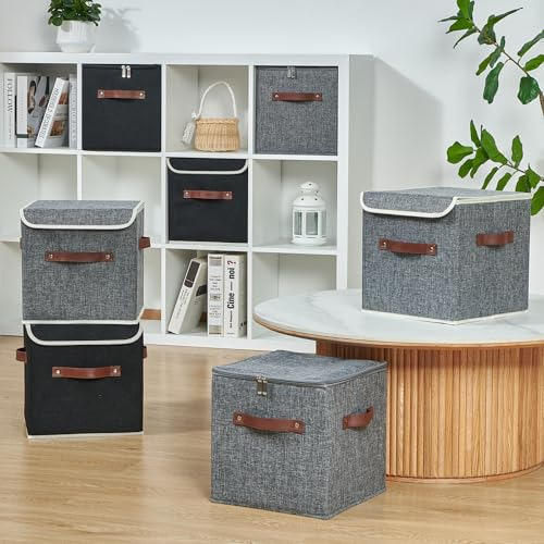 2 Piezas De Cubos De Almacenamiento Con Tapa Cajas De Almace