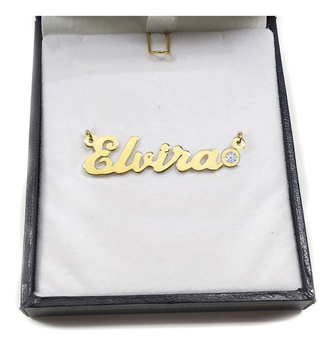 Dije Nombre Largo Personalizado Oro Solido 14k Con Piedra