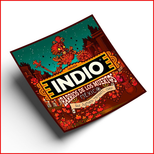 Poster Cerveza Indio San Antonio Tecomitl Cdmx - 60x60cm