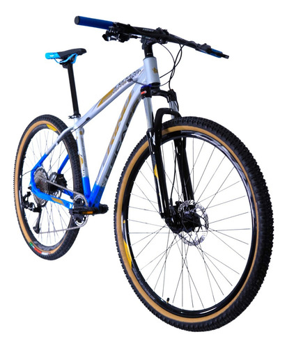 Mountain Bike 12v - Rino Escape 1x12 - Hidraulico - K7 11/50 Cor Cinza/azul Tamanho Do Quadro 17