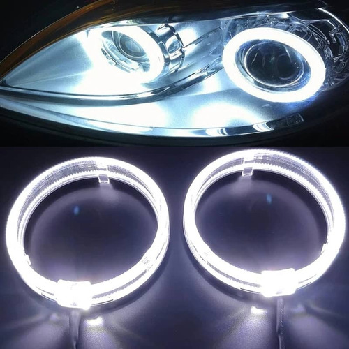 X2 Anillos Luz Led Circular Universal Ojos De Ángel Blanco