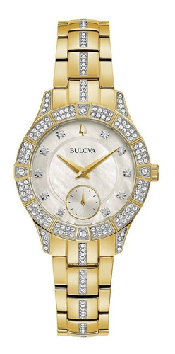 Reloj Bulova Phantom Cristales Dorado Original Dama