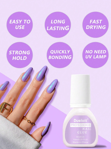 Set Pegamento Y Removedor Tips Uñas Postizas Press On