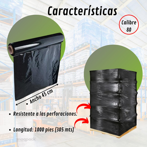 Imagen 2 de 3 de 4 Rollo Estirable Emplaye Playo Negro Intenso 18x80x1000ft