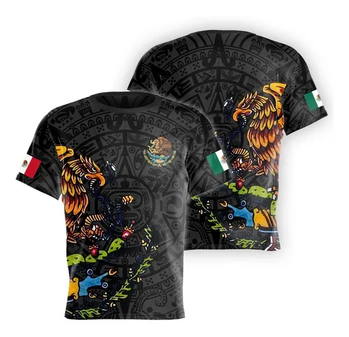 Playera Con Dise o Azteca Negro Ideal Para Regalar Cuotas sin