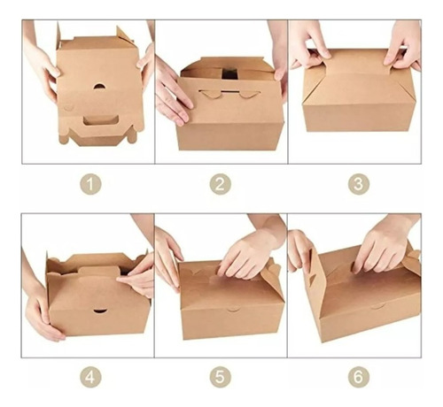 Cajas Kraft20 Comida Delivery Carton 21,8x14,9x12cm Armables