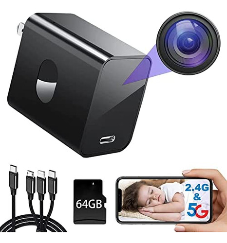 Cámara Espía 4k Cámara Oculta Con Tarjeta Sd (64g), Mini Cám