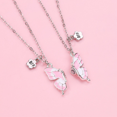 Para J 2 Pçs/set Ímã Borboleta Colar Bff Bons Amigos Colar /