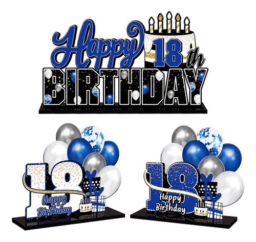 Centro Mesa Acrilico Azul 18 Año Decoracion Regalo