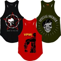 Comprar 3 Musculosas Olímpicas Abiertas Livianas Tela Vip Genetic