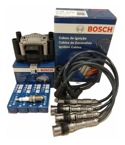 Kit Cables + Bujías 1 Electrodo + Bobina Bosch Voyage 1.6 8v
