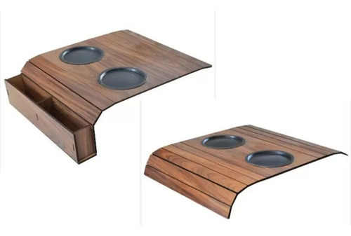 Kit Bandeja Esteira Para Braço De Sofá Com Porta Copos E Con