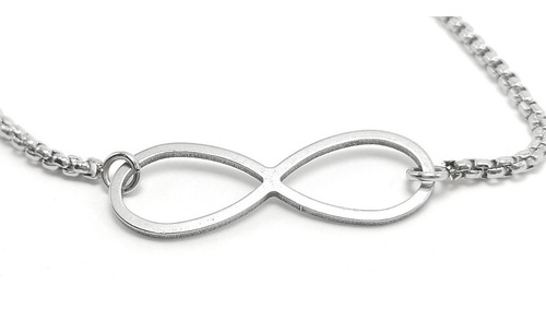 Imagen 2 de 7 de Pulsera Mujer Ajustable Acero Inoxidable Dije Infinito Plata