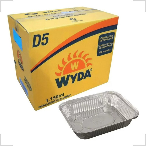 Bandeja De Alumínio Retangular D5 1150ml - 100 Unidades Wyda